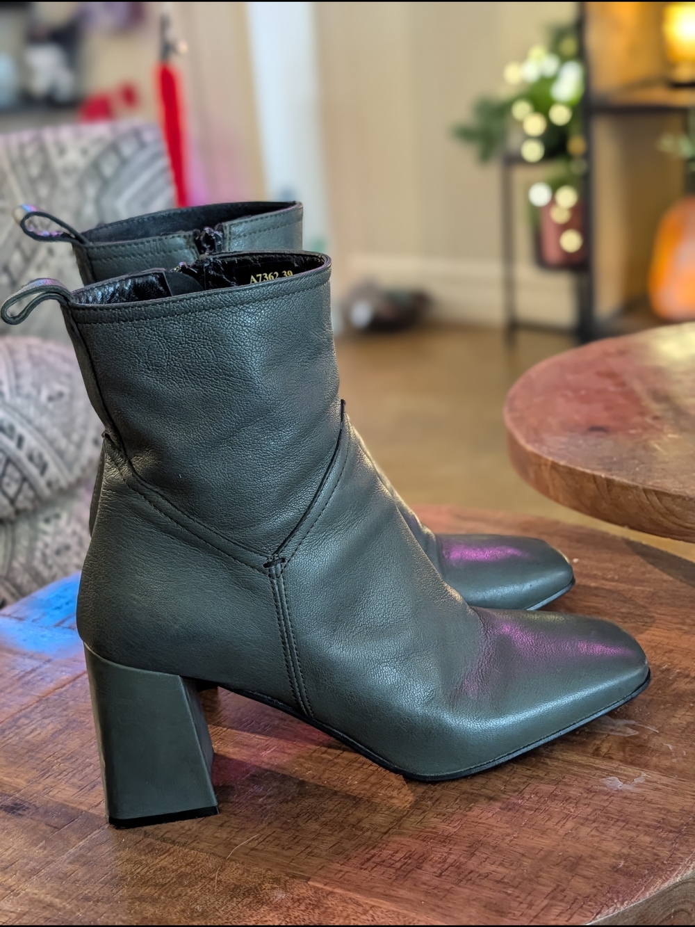 Davos Gomma Classic Dark Green Block Heel Ankle Boots - Women - Picture 4 of 6